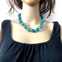 Aqua Green Agate Stone Gypsy BOHO TIBET Tribal Long Fashion Necklace India