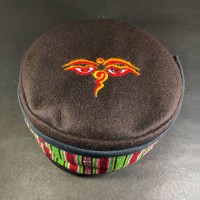 Buddha Eye Embroidered Brown Round Unisex Adult Sherpa cap HAT Tibet Nepal