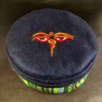 Buddha Eye Embroidered Navy Blue Round Unisex Adult Sherpa cap HAT Nepal