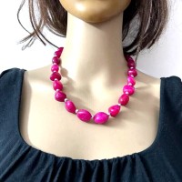 Dark Pink Agate Stone Gypsy BOHO TIBET Tribal Long Fashion Necklace India