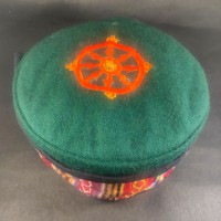 Dharmachakra Embroidered Green Unisex Adult Sherpa cap HAT Tibet Nepal
