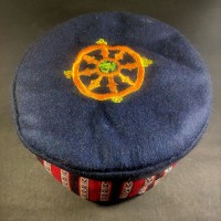 Dharmachakra Embroidered Navy Blue Unisex Adult Sherpa cap HAT Tibet Nepal