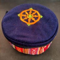 Dharmachakra Embroidered Navy Blue Unisex Adult Sherpa cap HAT Tibet Nepal
