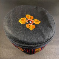 Double Dorje Embroidered Black Round Unisex Adult Sherpa cap HAT Tibet Nepal