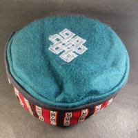 Eternal Knot Embroidered Bluish Green Round Unisex Adult Sherpa cap HAT Tibet Nepal