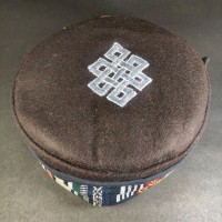 Eternal Knot Embroidery Brown Round Unisex Adult Sherpa cap HAT Tibet Nepal