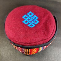 Eternal Knot Embroidery Maroon Round Unisex Adult Sherpa cap HAT Tibet Nepal
