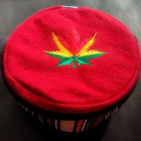 Ethnic Hemp Leaf Embroidered Red Round Unisex Adult Sherpa cap HAT Nepal