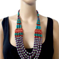 Ethnic Long Multi Strand Resin Handmade Gypsy Tibet Necklace Women Jewelry