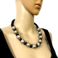 Ethnic Silver Tone Round Bead Gypsy Tribal Necklace TIBET Bold New Jewelry