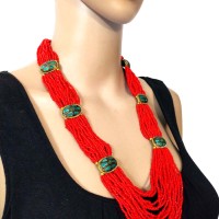 Ethnic TIBETAN Glass Strand Mosaic Gypsy Party Fashion Long Necklace Women