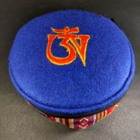 Ethnic Tibetan Om Embroidery Blue Round Unisex Adult Sherpa cap HAT Nepal