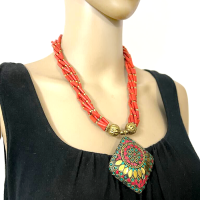 Ethnic Tribal Banjara Gypsy Tibetan Handmade Resin Pendant Necklace Women