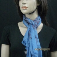 Handmade Cotton Mantra Chant Blue Shawl Yoga Meditation Scarf Wrap Nepal