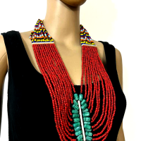 New Ethnic TIBET BOLD Glass MultiStrand Banjara Tribal Long Necklace India
