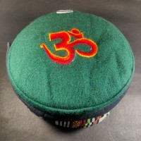 Sanskrit Om Embroidered Green Round Unisex Adult Sherpa cap HAT Tibet Nepal
