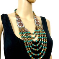 TIBET Massive Ethnic FASHION LONG Gypsy Tribal Multi Strand Naga NECKLACE