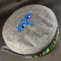 Tibetan Buddha Eye Embroidered Gray Round Unisex Adult Sherpa cap HAT Nepal