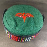 Tibetan Buddha Eye Embroidery Green Round Unisex Adult Sherpa cap HAT Nepal
