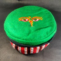 Tibetan Buddha Eye Embroidery Green Round Unisex Adult Sherpa cap HAT Nepal