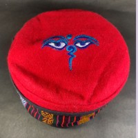 Tibetan Buddha Eye Embroidery Red Round Unisex Adult Sherpa cap HAT Nepal