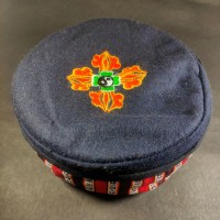 Tibetan Double Dorje Embroidery Navy Blue Round Unisex Sherpa cap HAT Nepal