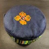 Tibetan Double Dorje Embroidery Navy Blue Round Unisex Sherpa cap HAT Nepal