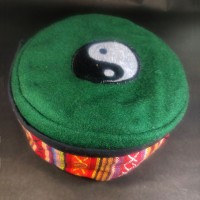 Tibetan Yin Yang Embroidered Green Round Unisex Adult Sherpa cap HAT Nepal