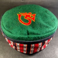 Traditional Tibetan Om Embroidered Green Unisex Adult Sherpa cap HAT Nepal