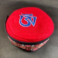 Traditional Tibetan Om Embroidered Red Unisex Adult Sherpa cap HAT Nepal