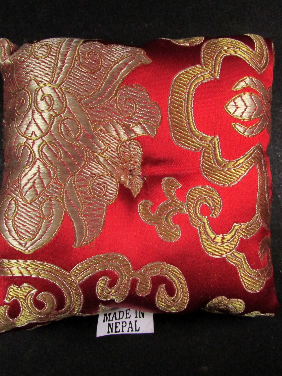 F1041/F783 Huge Silk Brocade Cushion Pillow for Tibetan Singing Bowl Handmade in Nepal 