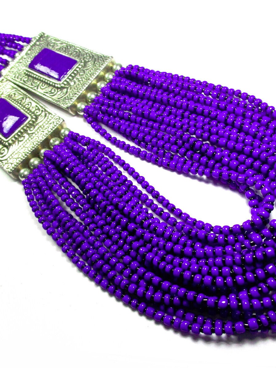 Beautiful Fashion Long Multi Color Beads Strand BOHO Resin Necklace Tribal - N7781