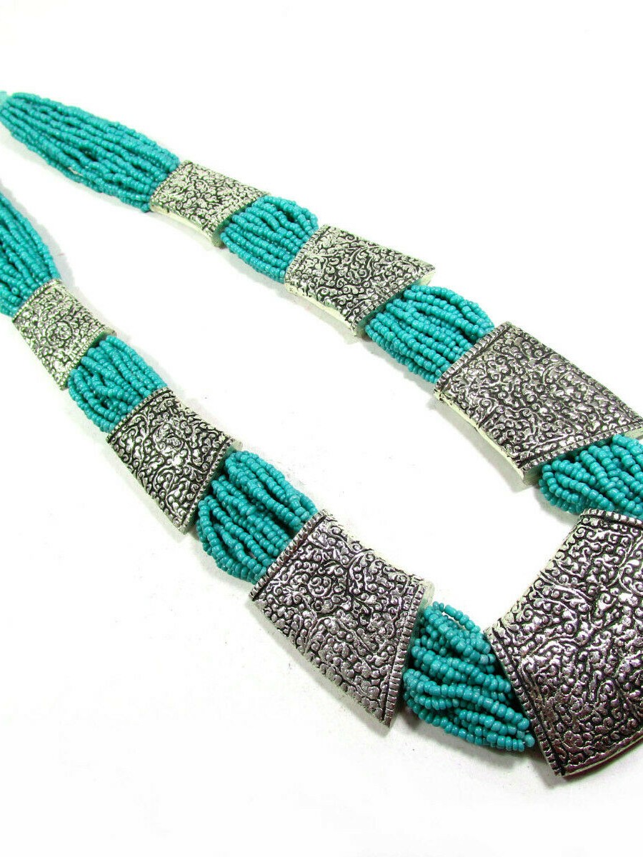BOLD Runway Ethnic Tribal Gypsy Glass beads Strand Handmade NECKLACE TIBET - N5098
