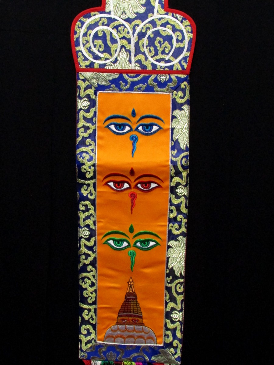 Buddha Eye Embroidery Wall Hanging Home Decor Brocade Thangka Thanka Nepal - Th220