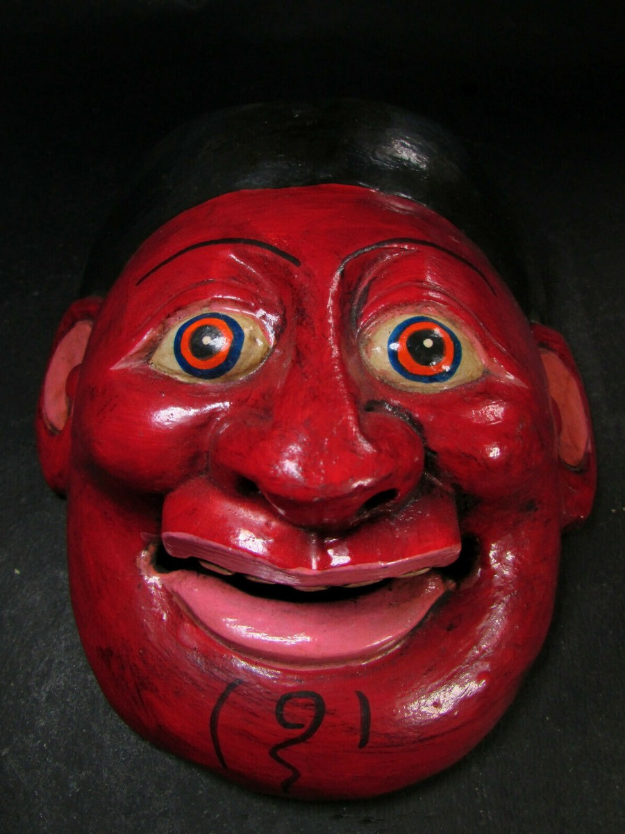 Face Carved Wooden Joker Mask - M442