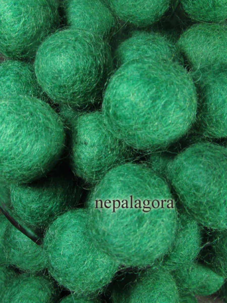 F104 Decorative Felt Pom Pom 2cm Wool Forest Green Nursery Handmade Beads Nepal 