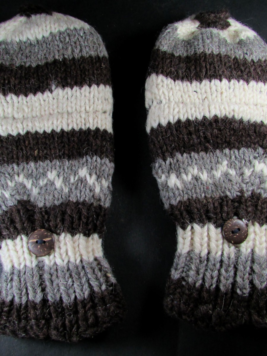 Hand knit Wool Unisex Fleece Ski GLOVES - G59