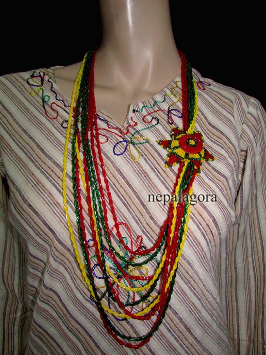 Hand work Pote mala Multi strand glass beads women Necklace jewelry Nepal - Nnp112