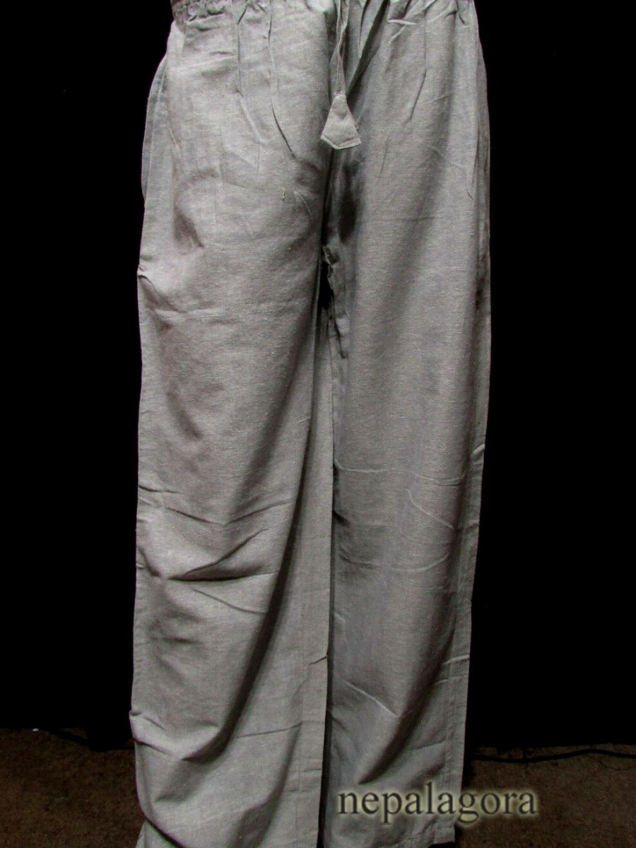 Handloom COTTON Plain Gray summer elastic Unisex PANT Trouser - Tr487 XL