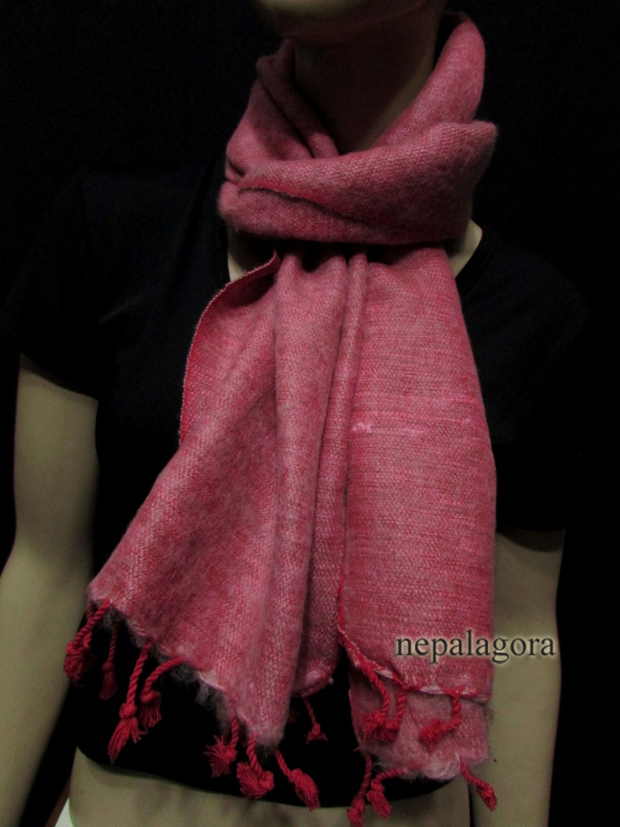 Handloom yak wool Pink Muffler gift scarf - Mu43
