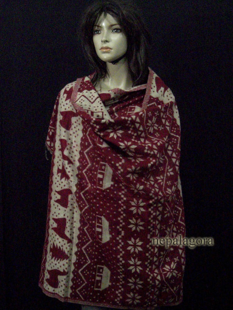 Handloom yak wool stole reversible shawl - Sw10