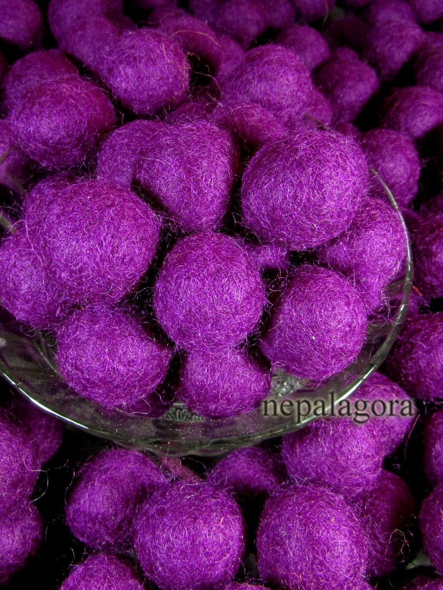 Handmade wool Felt ball 2cm Dark Purple Beads - F114