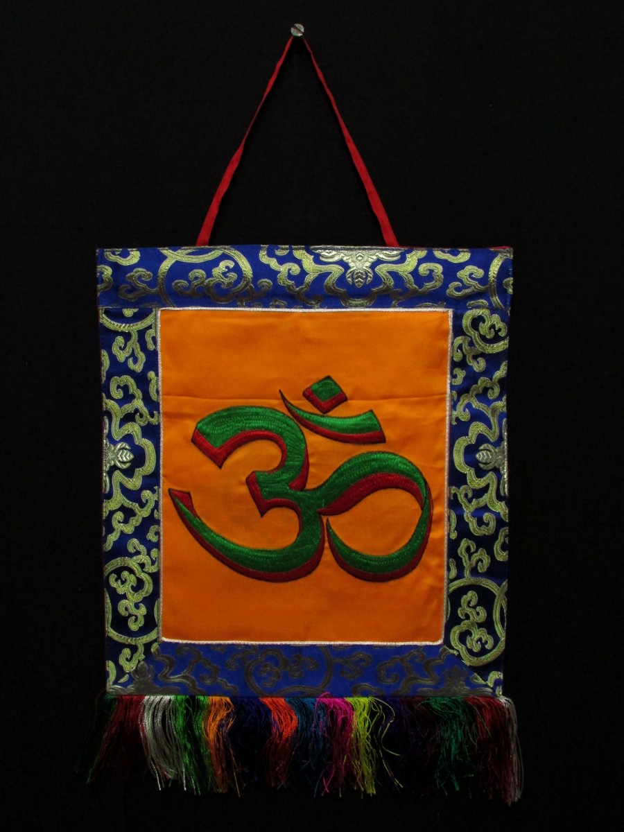 Sanskrit Om Wall Hanging Brocade Thanka - Th208