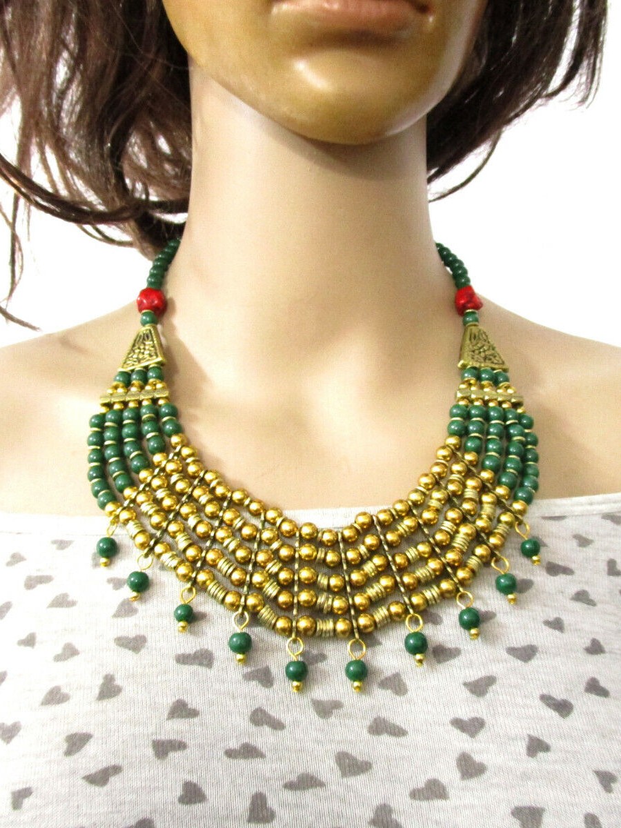 Women Fashion Ethnic Multi Strand Choker Tibetan Tribal Handmade Necklace - N6071