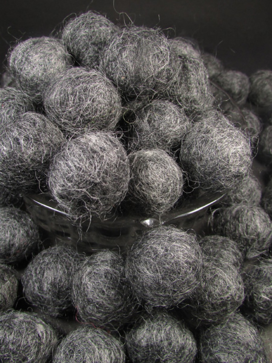 Wool Felt balls 2cm Charcoal color Garland - F89