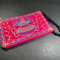 Hindu sacred flower vase colorful hand crochet zipper coin mobile gift purse