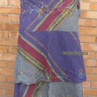Bohemian Embroidered Multi color Cotton Layer Summer Festival Skirt Nepal