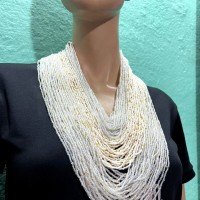 BOLD Long Heavy glass multi Strand Crochet Fashion Ethnic Necklace Jewelry