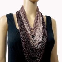 BOLD Long Heavy Multi Color Strand Crochet Fashion Ethnic Necklace Jewelry