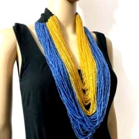 BOLD Long Heavy Multi Color Strand Crochet Fashion Ethnic Necklace Jewelry